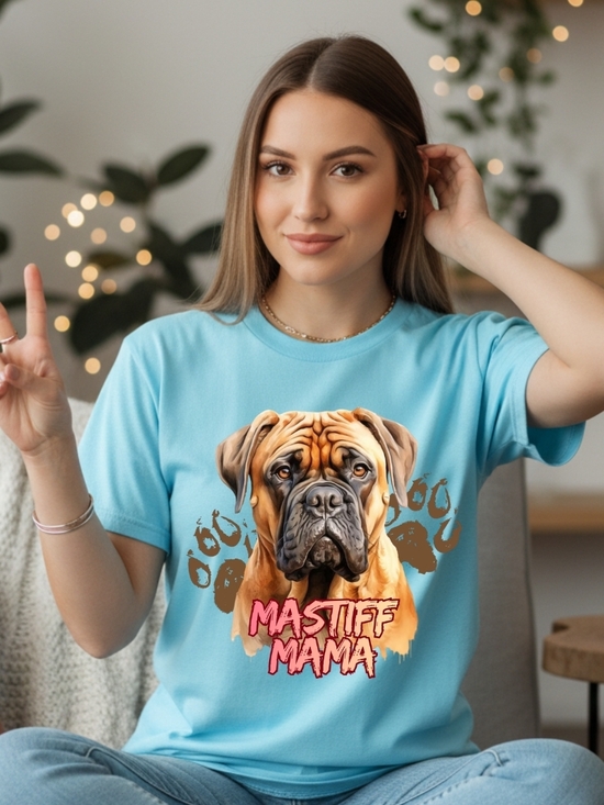Gildan Tops - Gildan Light Blue Mastiff Mama Graphic Tee